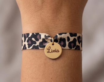 Personalized leopard bracelet, engraved women's jewelry, personalized gift, Mother's Day gift