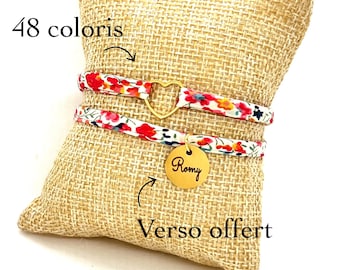 Personalized liberty fabric bracelet, personalized birthday gift, personalized women&#39;s bracelet, Mother&#39;s Day gift, godmother