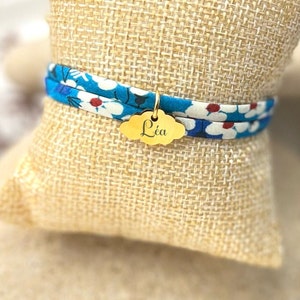 Personalized children&#39;s bracelet, personalized children&#39;s jewelry, Liberty cord bracelet and cloud medallion, Children&#39;s gift, Personalized gift