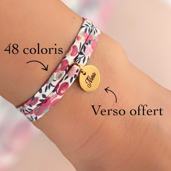 Personalisiertes Liberty-Kordelarmband, Geschenk für Mutter, Geschenk zur Geburt, Muttertag, Damenarmband, Geschenk für Schwester, Tante, Geburtstag