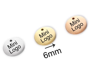 LOT Médaillons 6mm, médailles gravées, breloque gravées logo, médailles personnalisées