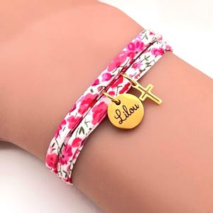 Communion bracelet in liberty cord, bracelet to personalize with its cross, profession of faith gift, birthday gift
