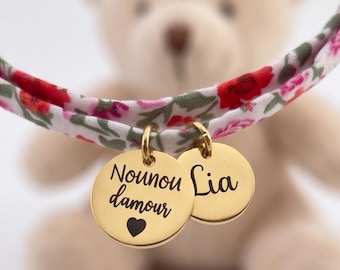 Personalized Liberty print bracelet for women, engraved jewelry, gift for godmother, mother, nanny, best friend, personalized Christmas gift