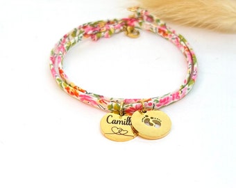 Personalized liberty cord bracelet, birth gift, godmother bracelet, personalized mom jewelry, personalized grandma gift