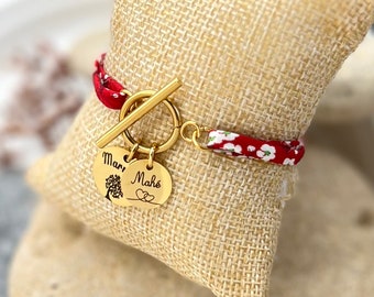 Personalisierter Liberty-Kordelschmuck, Toogle-Armband, Damenarmband, personalisiertes Geschenk, Tante-Geschenk, Mutter-Geschenk, Nanny-Geschenk