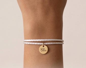 Personalized Double Wrap Bracelet, Women's Name Bracelet, Gold Cord Bracelet, Engraved Jewelry, Personalized Gift