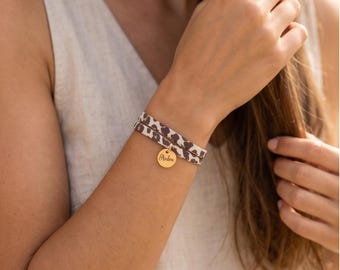 Personalized leopard print bracelet, women's jewelry, personalized birthday gift, Christmas gift for women