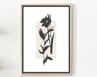 Botanical Art Print Floral Wall Decor | Ink Flowers Printable Large Wall Art Digital Art Download DIY | Modern  Minimalist Flower Art