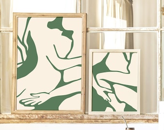 Sensual Lovers Art Print Set: Minimalist Abstract Couple Digital Download