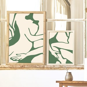 Sensual Lovers Minimalist Art Print Abstract Art | Digital Printable Art Download Wall Decor Set of 2 | Romantic Couple Artwork Bedroom Art