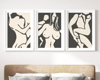 Lovers Art Print Set: Abstract Romantic Couple Bedroom Decor Digital Download