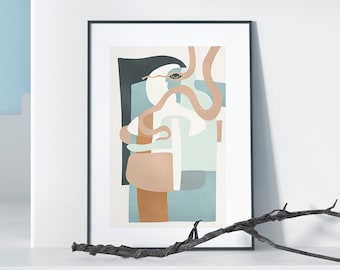 Snake Illustration Abstract Artprint | Contemporary Serpent Wall Decor Download | Mid-Century Snake Digital Art Gift For a Friend