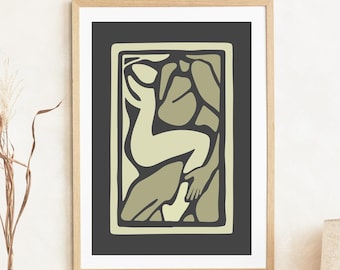 Abstract Lovers Art Print: Sensual Couple Artwork Digital Download