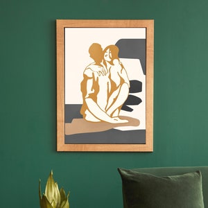 Lovers Art Print Abstract Art | Digital Printable Art Download Wall Decor | Sensual Romantic Couple Artwork Bedroom Art