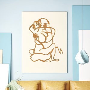 Lovers Art Print Abstract Line Art | Digital Printable  Art Download Wall Decor | Sensual Romantic Couple Artwork Bedroom Art