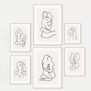 Lovers Line Art | Digital Printable Art Download Wall Decor | Sensual Romantic Couple Artwork Bedroom Art  | Man And Woman Art