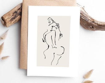 Lovers Line Art Print: Sensual Couple, Romantic Bedroom Decor Digital Download