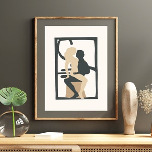 Intimate Couple Artprint Romantic Art |  Sensual Abstract Printable  Wall Art |  Whispering Lovers Private Love Scene