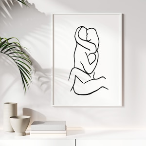 Intimate Couple Abstract Digital Printable Art | Whispering Lovers  Private Love Scene | Sensual Romantic Couple Artwork Bedroom Adult Art