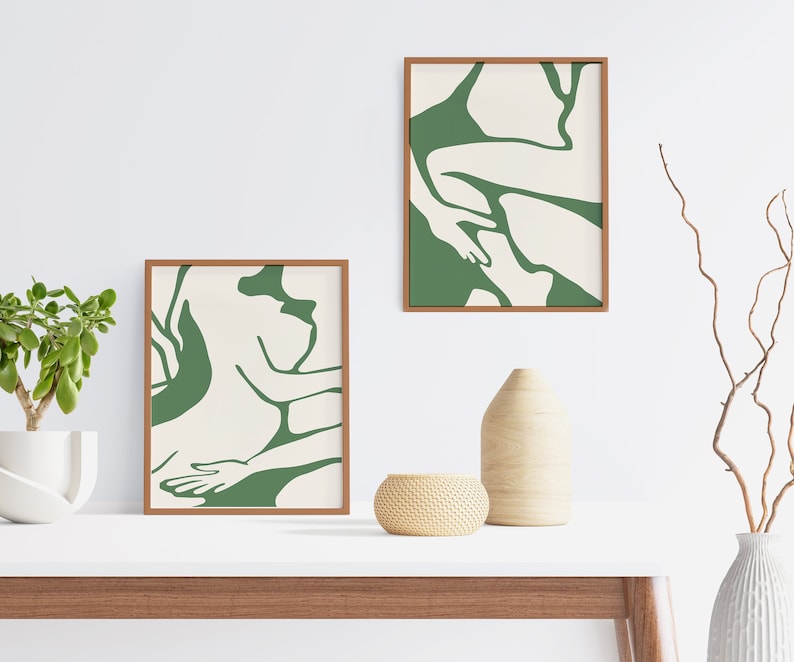Lovers Minimalist Art Print, Set of 2