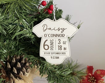 Baby Bodysuit Birth Stat Christmas Ornament