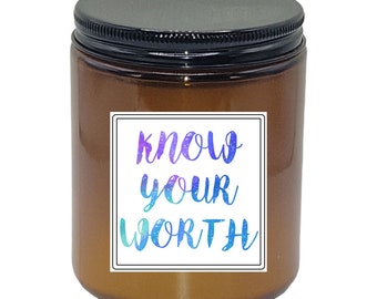 Know Your Worth Motivational Candle