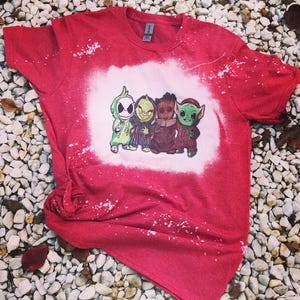 Baby Stitch and Baby Toothless, Baby Groot, Baby Jack bleached distress t shirt