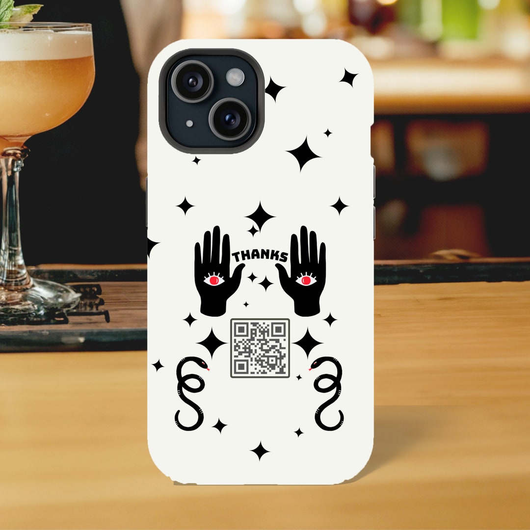 Custom QR Code Impact Resistant Phone Case for Digital Tips, Bartenders ...