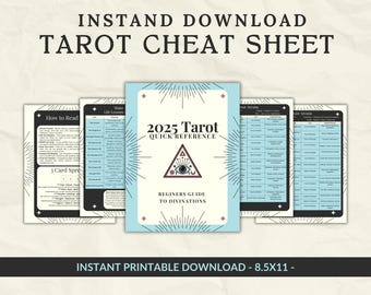 Hoja de trucos para la lectura del tarot / Guía de referencia del tarot imprimible / Aprende el tarot / Descarga digital