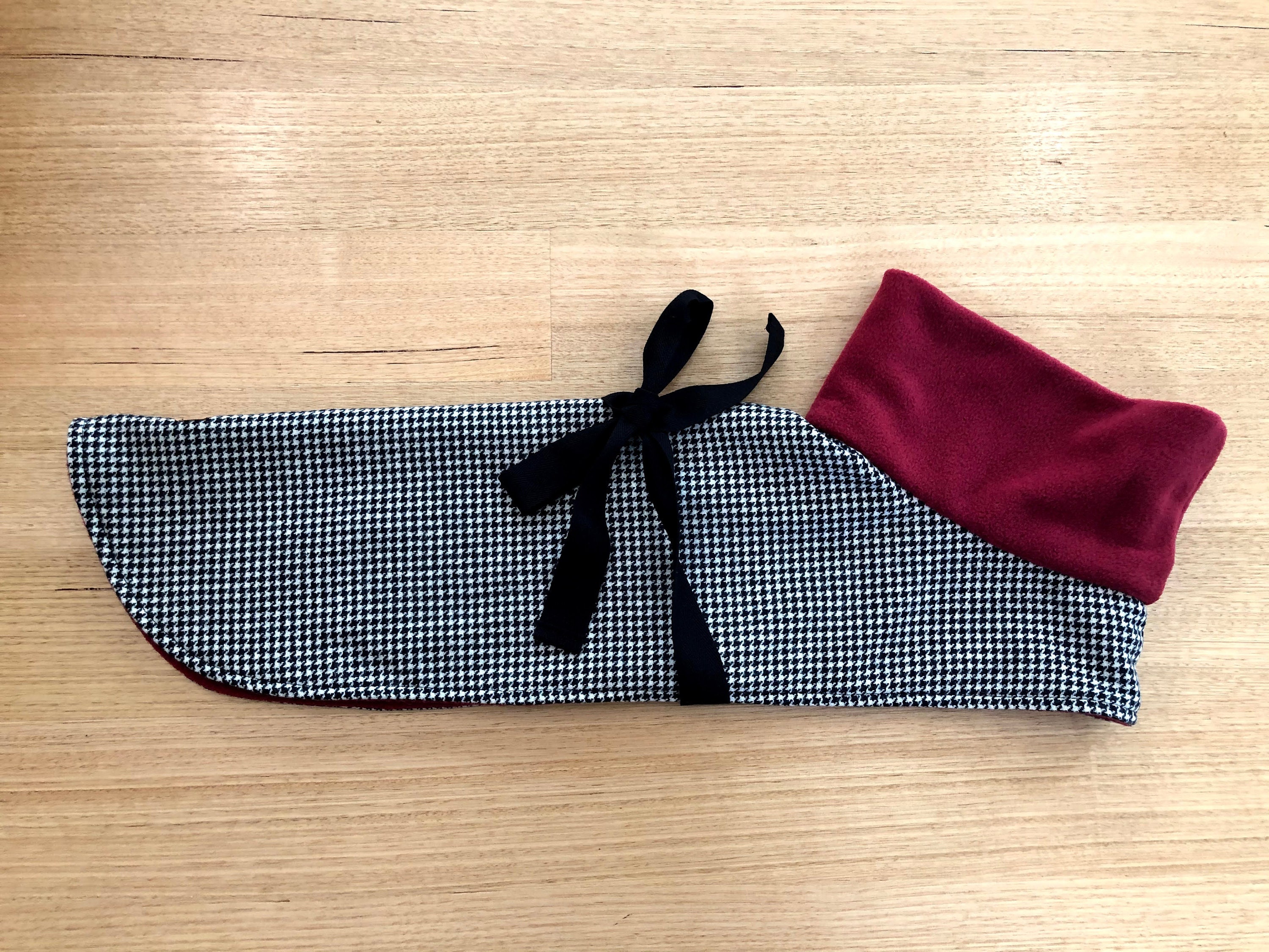 Greyhound or Whippet coat grey and black wool check