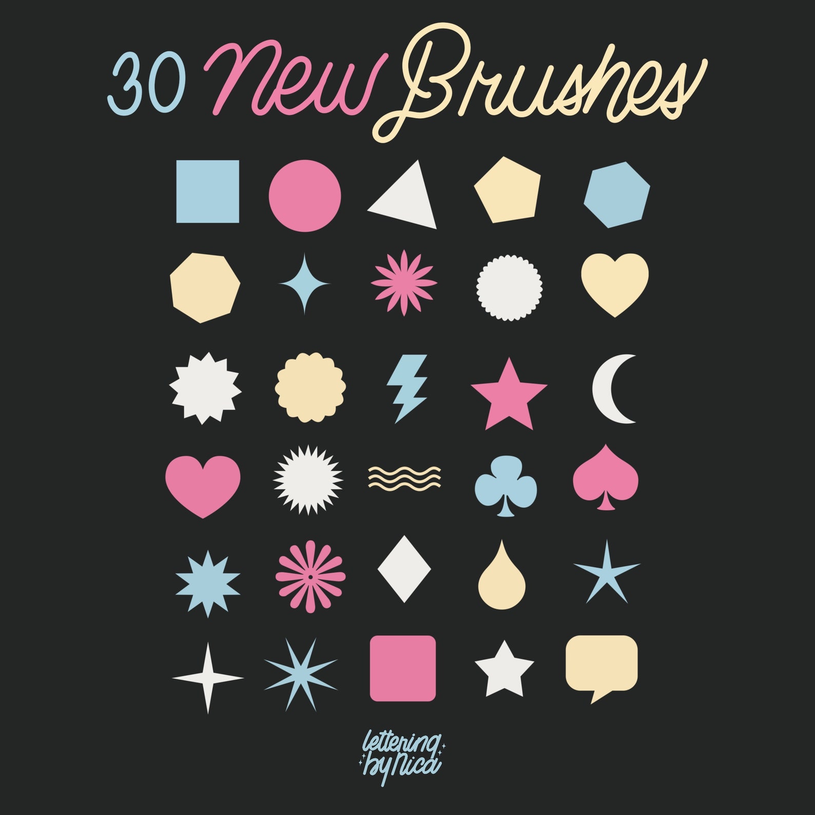 Geometric Shapes Procreate Stamp Brush Pack for Lettering and Etsy