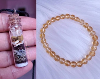 Happiness Boost Spell Bottle Citrine Bracelet Happiness Spell Bottle Anti-Depression Spell Bottle Citrine Bracelet 6mm Grade AAA