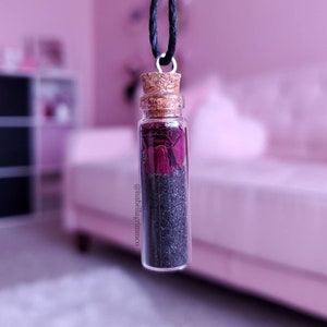 Black Salt Protection Amulet // Black Salt Witch Bottle // Black Salt Amulet // Black Salt Necklace // Witch Spell Bottle