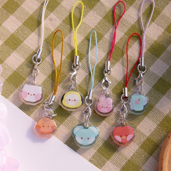 BT21 Characters Baby Phone Charms | Mini acrylic charms, cute, aesthetic, cute characters, adorable, kpop, bts, boy group