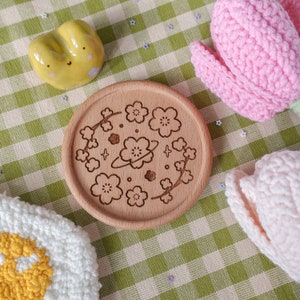 Sakura Orbit Coaster |  wooden coaster, trinket tray, cute room deco, aesthetic