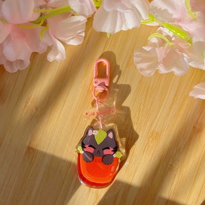 Still Growing Kitty Glitter Linked Keychain | kitten, cat, plants, plant cat, still growing keychain| Cute Keychains, phone charms