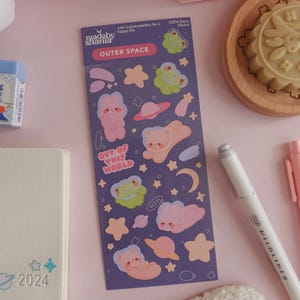 Outer Space Deco Sticker Sheet | waterproof stickers, deco stickers, polco deco, journaling, planner, korean japanese stationery