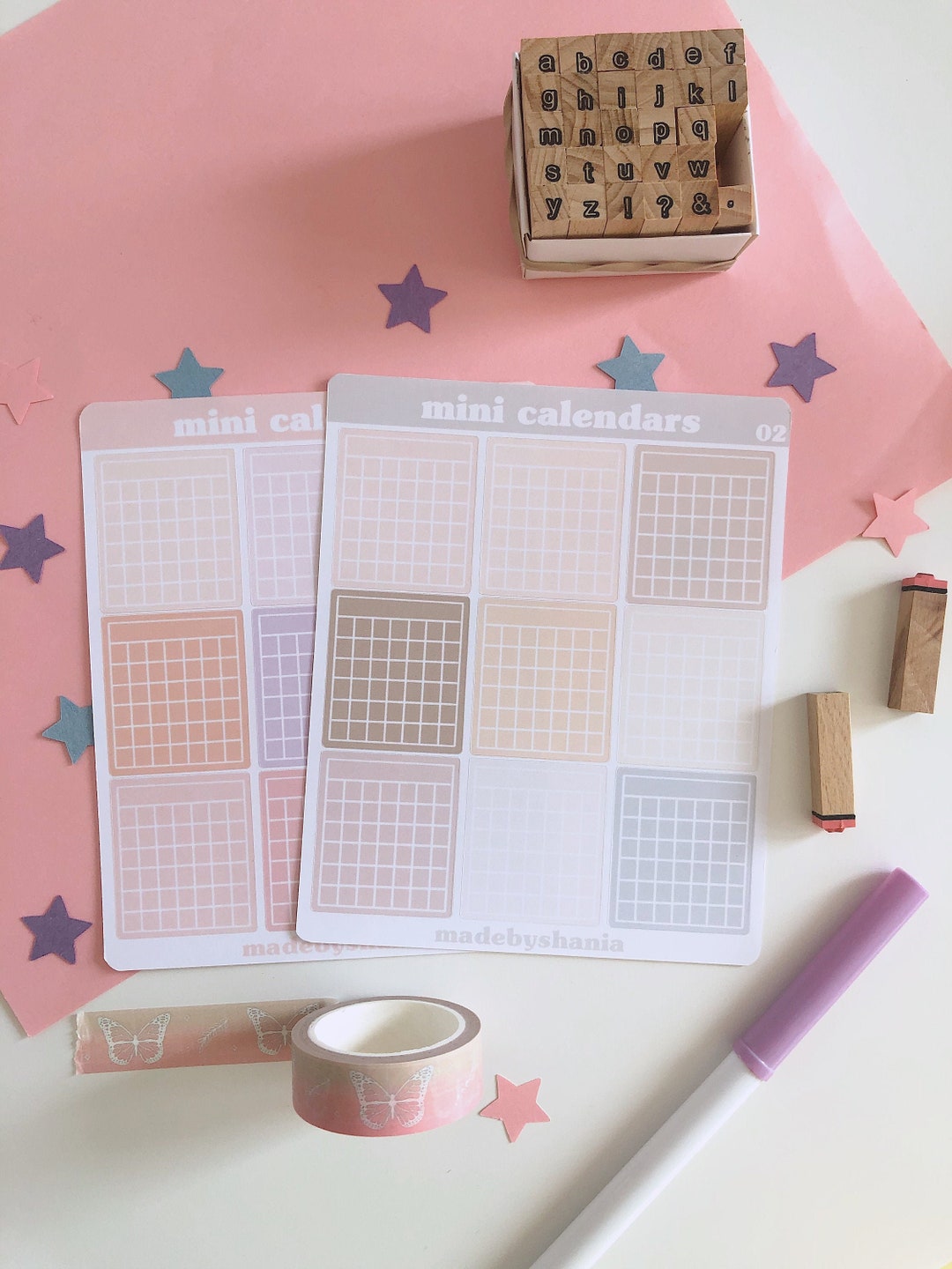 Mini Calendars Sticker Sheet Bullet Journal Planner - Etsy