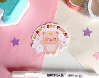 Didn't Cry Today! Pluto the Bear Sticker | Small Accomplishment | Weatherproof Cute Stickers for Water bottles, laptops, phone cases