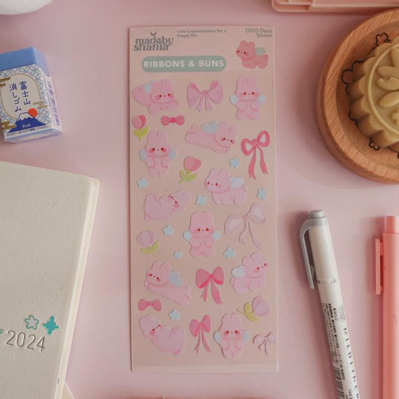 Waterproof Ribbons and Buns Deco Sticker Sheet: Planner, Journal - Etsy