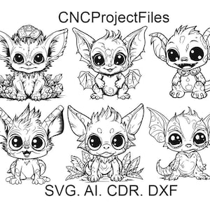 Little gremlin SET. Cute gremlins. Gremlin SVG, DXF for laser engraving