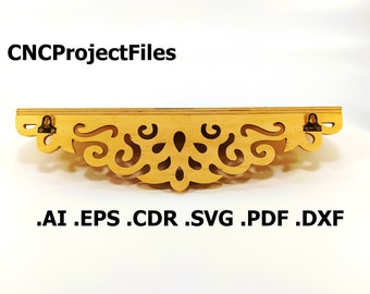 CNC files for wood. Decorative shelf CNC plans. Wood, plywood model cnc file. Cnc plan, dxf file, eps file, file svg, ai, cdr, pdf