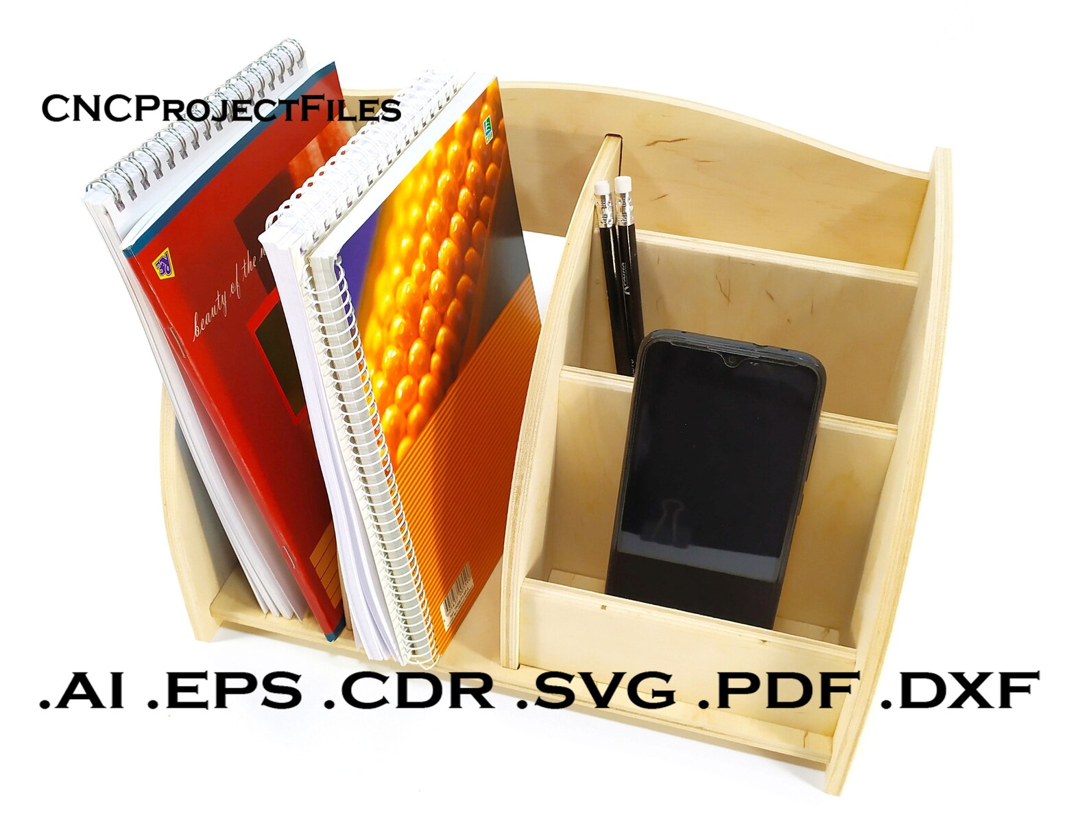 CNC Files for Wood. Desk Organizer CNC Plan. Wooden Plywood Model Cnc