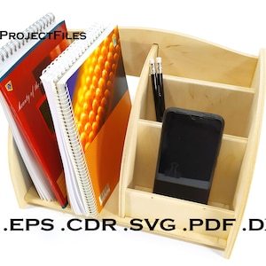CNC files for wood. Desk organizer CNC plan. Wooden plywood model cnc file. Cnc plan, dxf file, eps file, file svg, ai, cdr, pdf