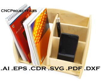CNC files for wood. Desk organizer CNC plan. Wooden plywood model cnc file. Cnc plan, dxf file, eps file, file svg, ai, cdr, pdf