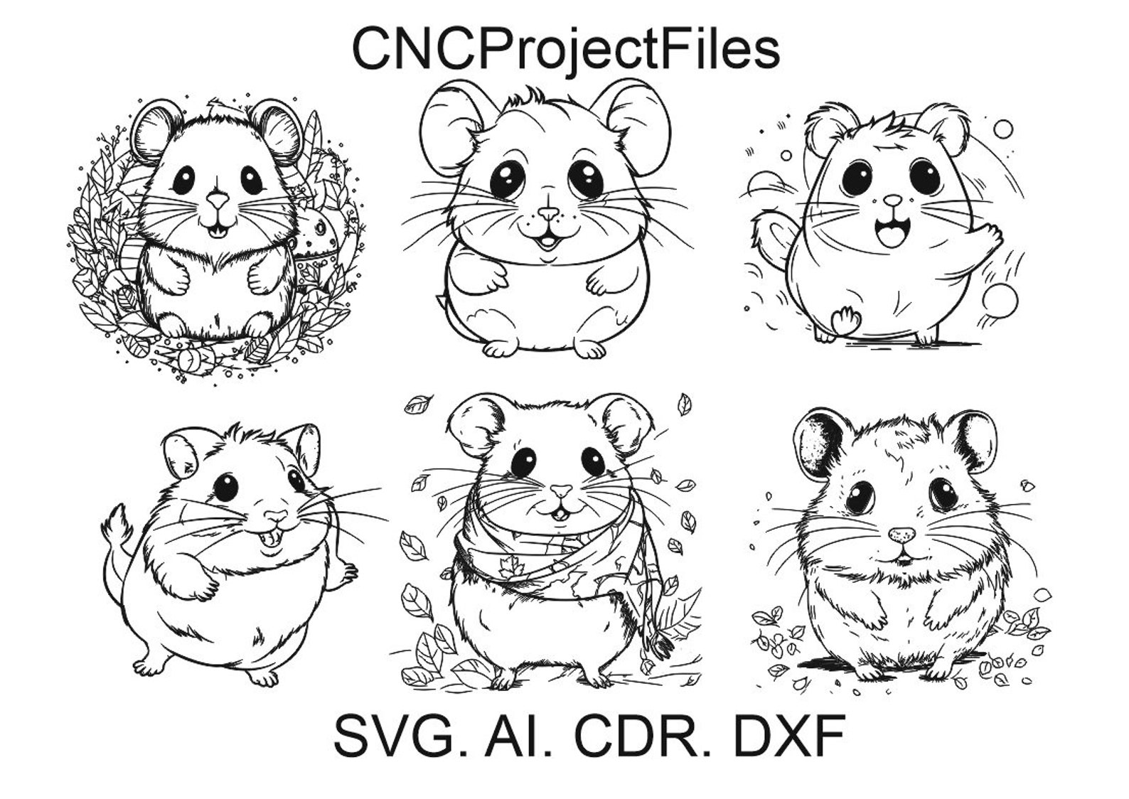 Visual Reference: Cute Hamster Set 1 Hamster Svg Dxf For Laser Engraving