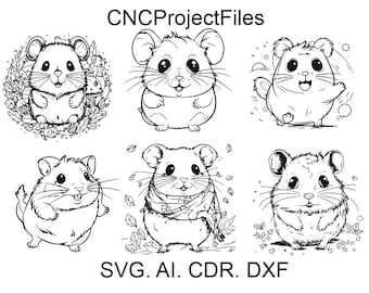 Simpatico criceto SET 1, criceto svg, DXF per incisione laser