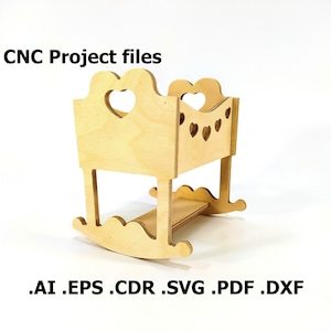 CNC files for wood. Decorative Rocking bed CNC plans. Wood, plywood model cnc file. Cnc plan, dxf file, eps file, file svg, ai, cdr, pdf