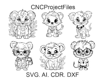 Little lions SET 2. Lion cubs, Leo svg, DXF for laser engraving