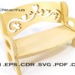 CNC-Dateien für Holz. Dekorative Bank CNC-Plan. Holz Sperrholz Modell cnc Datei. Cnc-Plan, dxf-Datei, Eps-Datei, Datei Svg, ai, cdr, pdf